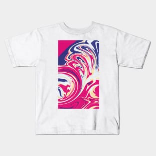 Pink,White and Blue Liquid Abstract Artwork Kids T-Shirt